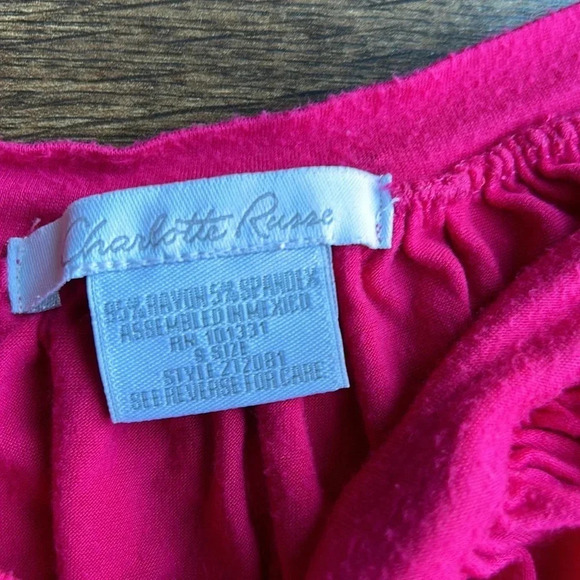 Charlotte Russe Hot Pink Blouse | Hot Pink Shirt | Stretchy Shirt | Pink - Picture 4 of 8